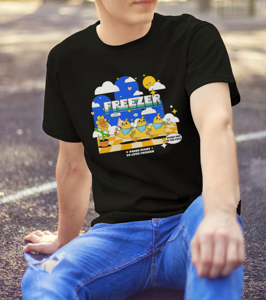 Press Start To Love Freezer Stand Out In The Cold 본체의 차가운 감성 T-Shirt