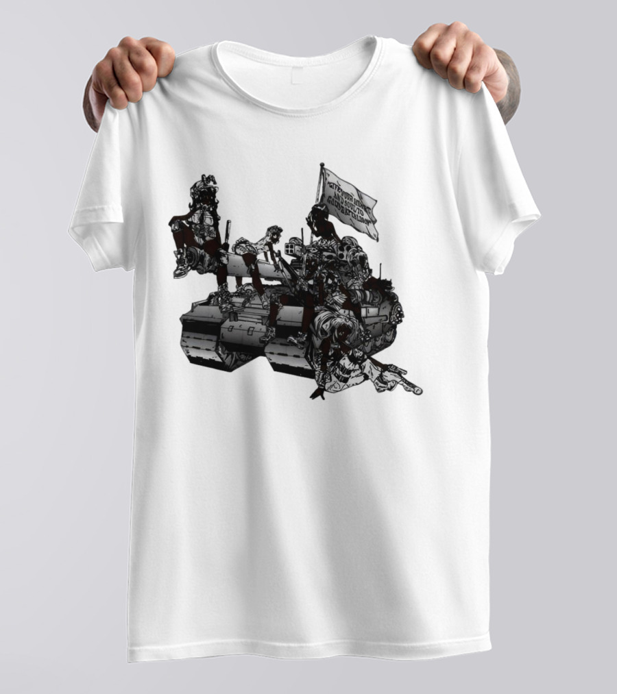 Gods Battalion Cloud White Ebony Battalion Tank With Warriors And Flag T-Shirt