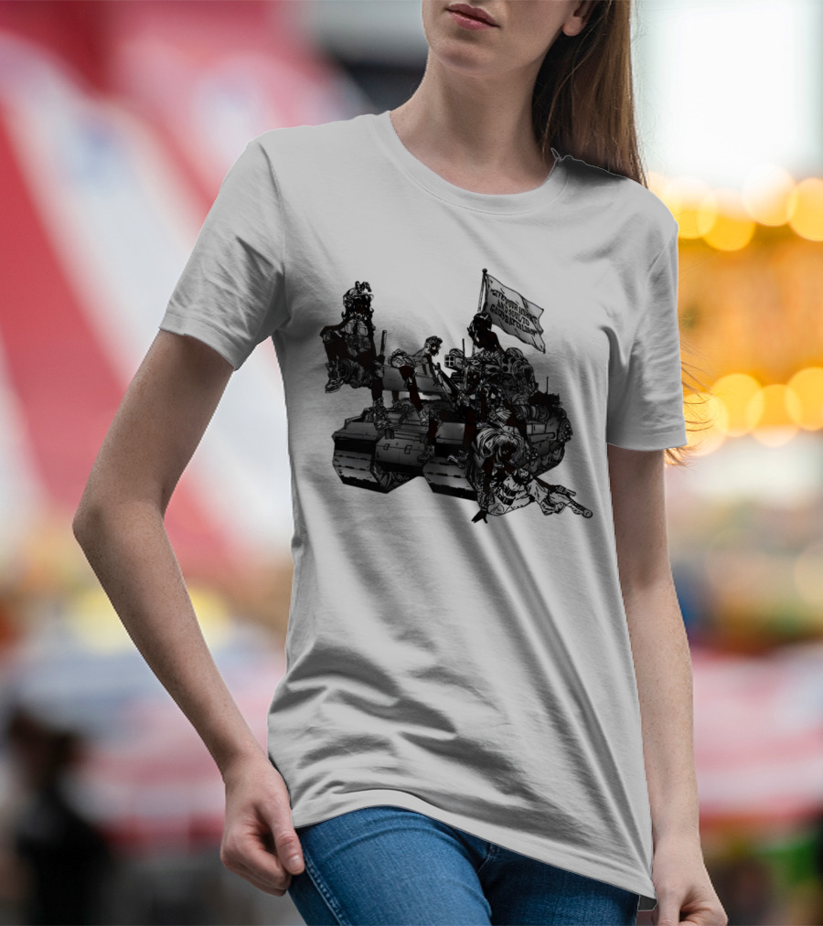 Gods Battalion Cloud White Ebony Battalion Tank With Warriors And Flag T-Shirt
