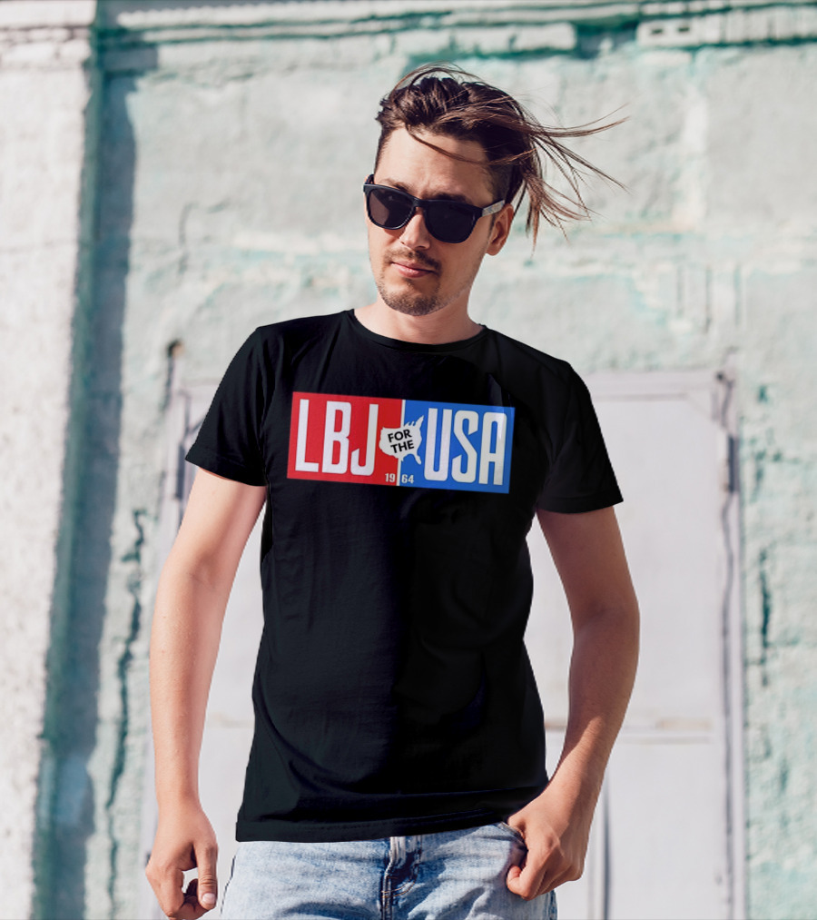 LBJ For The USA 1964 Vintage Political Campaign Red White Blue USA Map T-Shirt