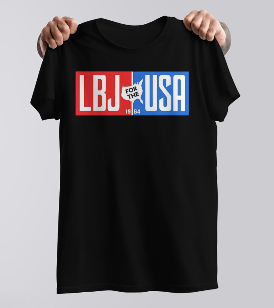 LBJ For The USA 1964 Vintage Political Campaign Red White Blue USA Map T-Shirt