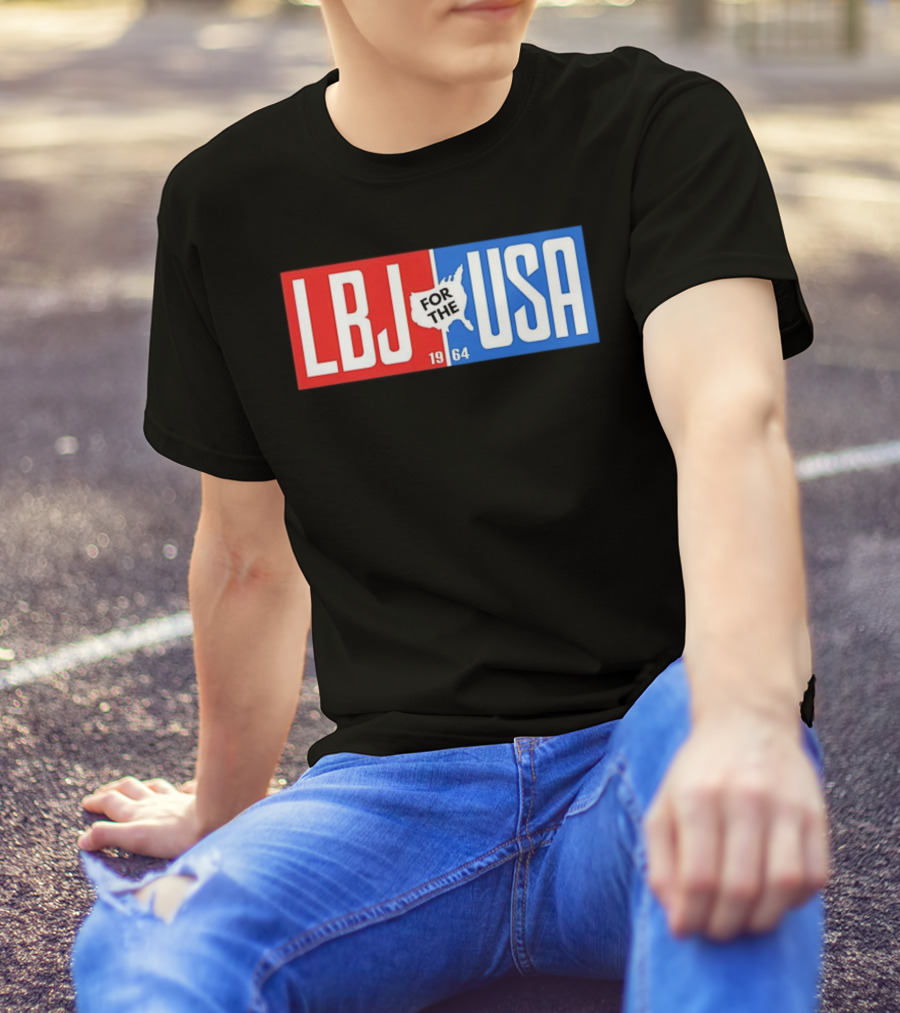 LBJ For The USA 1964 Vintage Political Campaign Red White Blue USA Map T-Shirt