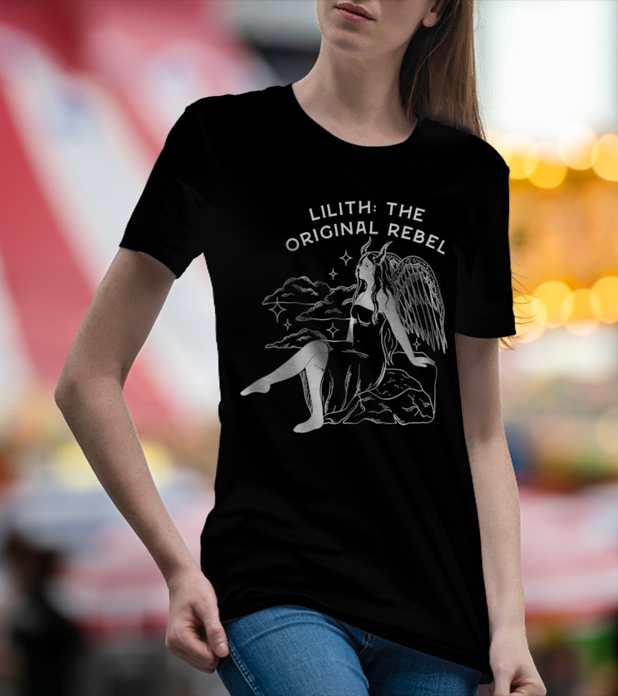 Lilith The Original Rebel Angelic Female Figure With Wings And Horns T-Shirt
