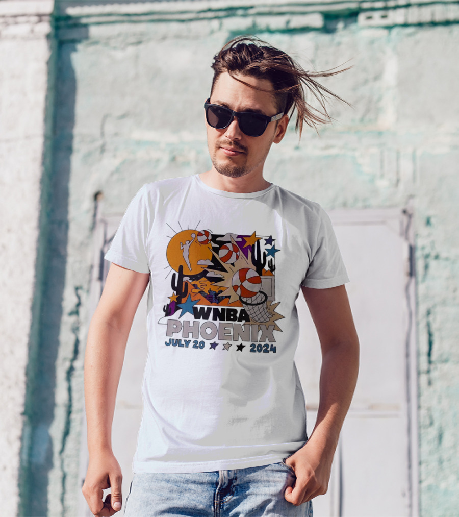 WNBA Phoenix July 20 2024 Basketball Cactus Desert Scene T-Shirt