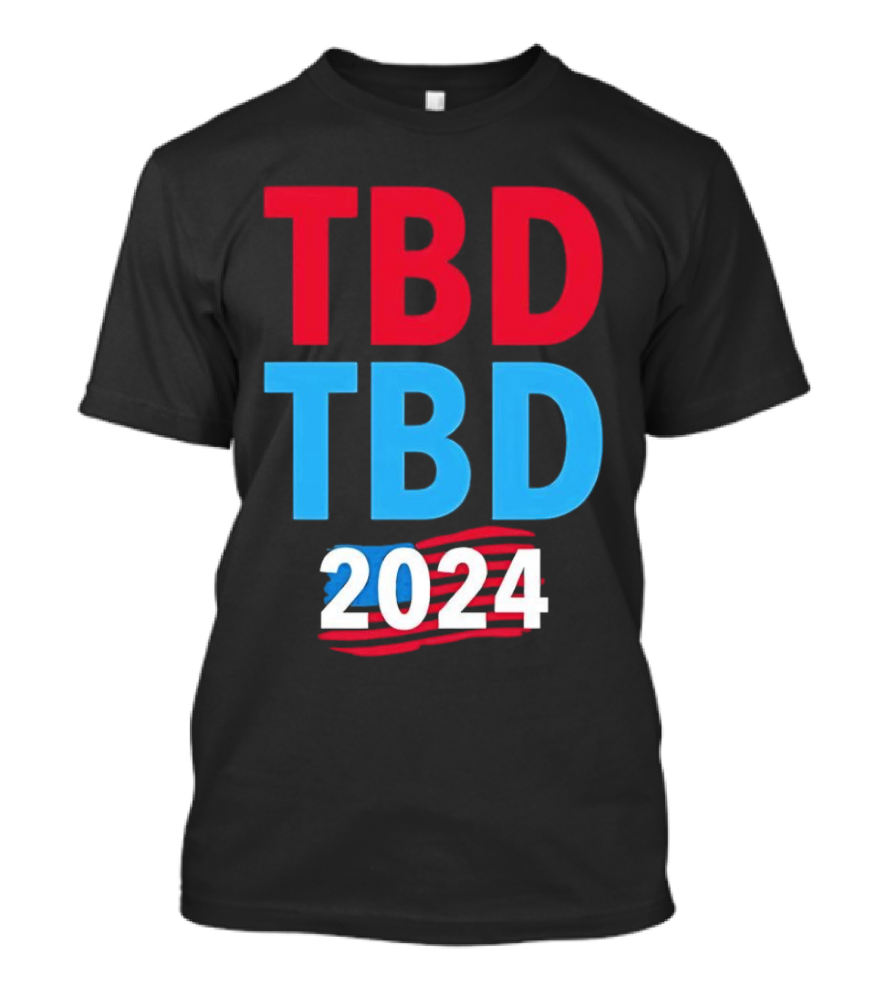 TBD TBD 2024 USA Flag Red White Blue Stripes T-Shirt