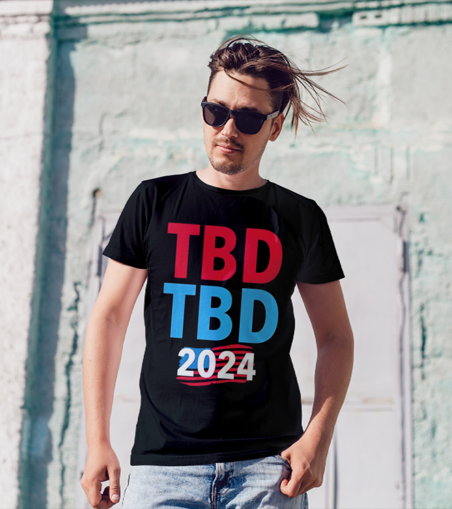TBD TBD 2024 USA Flag Red White Blue Stripes T-Shirt