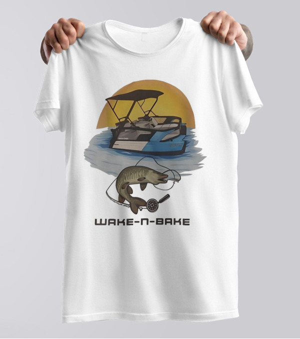 Wake N Bake Fishing Boat Sunrise Catch T-Shirt