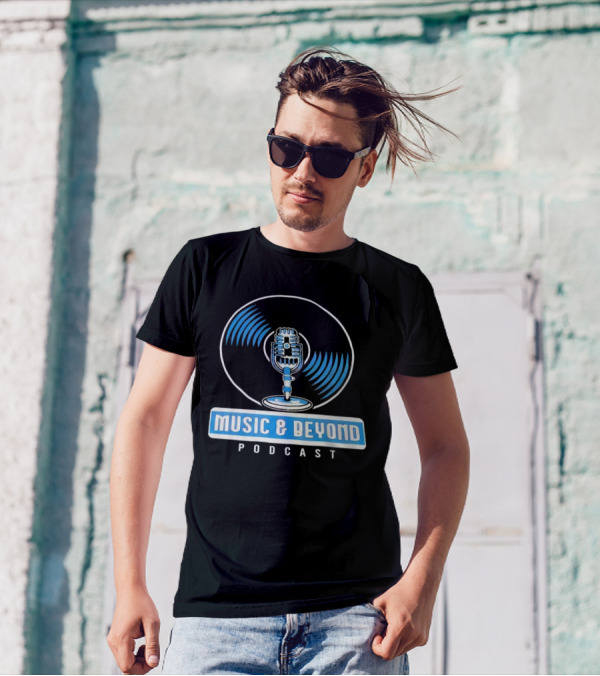 Music And Beyond Podcast Vinyl Microphone T-Shirt