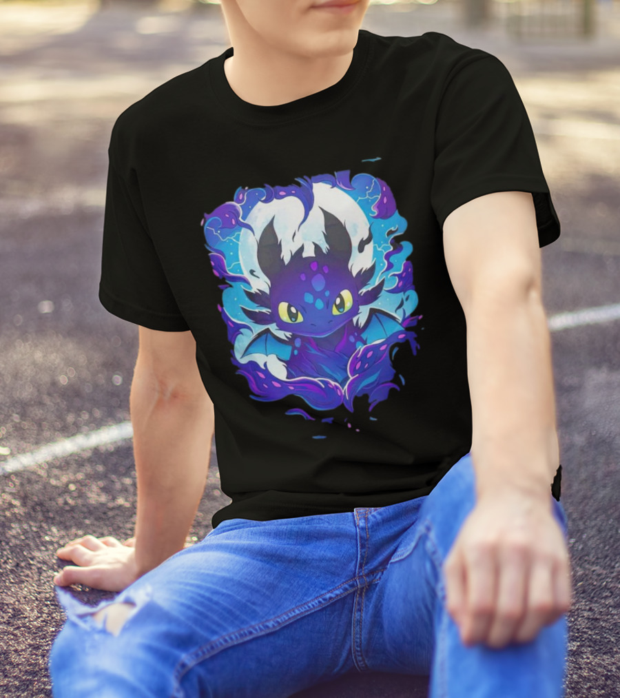 Toothless From How To Train Your Dragon Magical Night Sky Scene T-Shirt