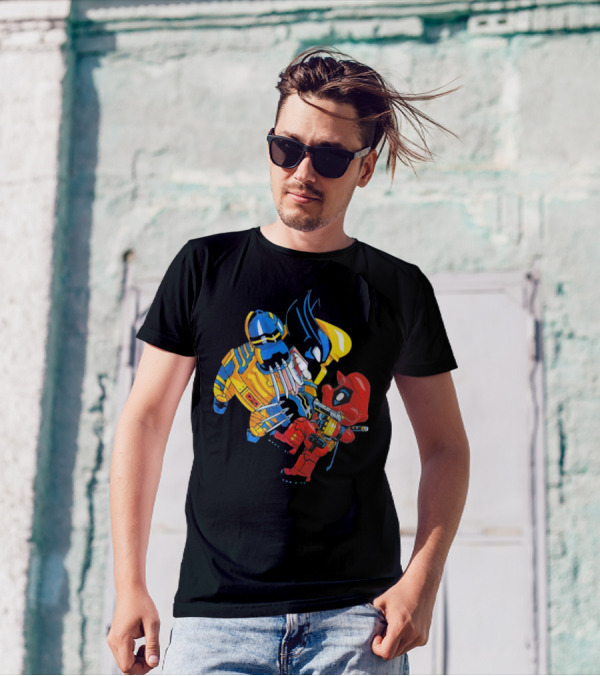 Wario And Mario As Wolverine And Deadpool Face-Off In Colorful Crossover T-Shirt