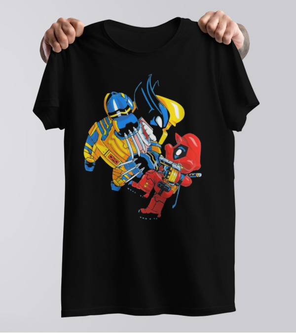Wario And Mario As Wolverine And Deadpool Face-Off In Colorful Crossover T-Shirt