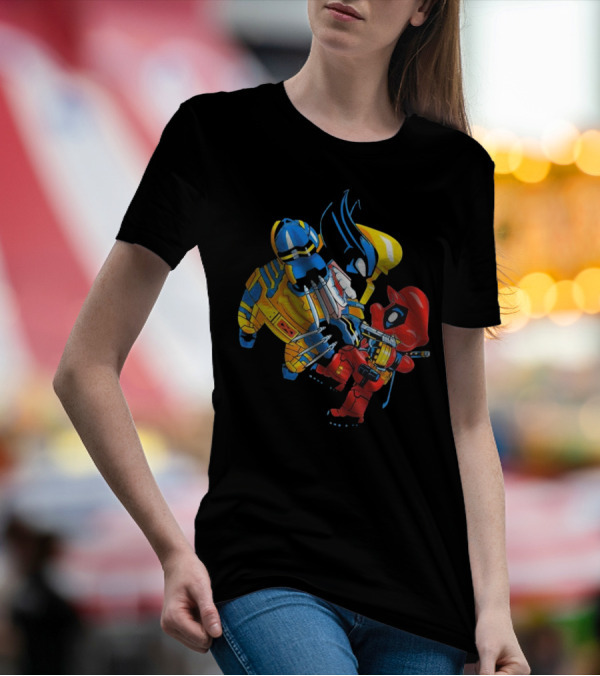 Wario And Mario As Wolverine And Deadpool Face-Off In Colorful Crossover T-Shirt