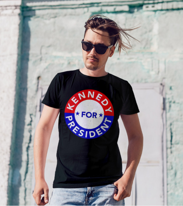 Kennedy For President Campaign Button Red White Blue T-Shirt