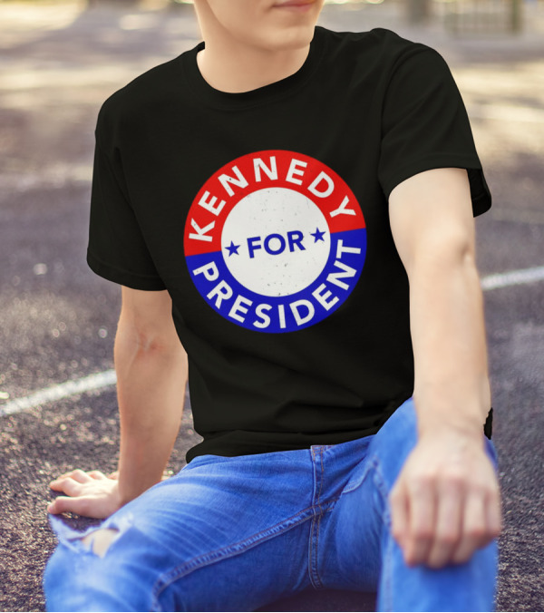 Kennedy For President Campaign Button Red White Blue T-Shirt