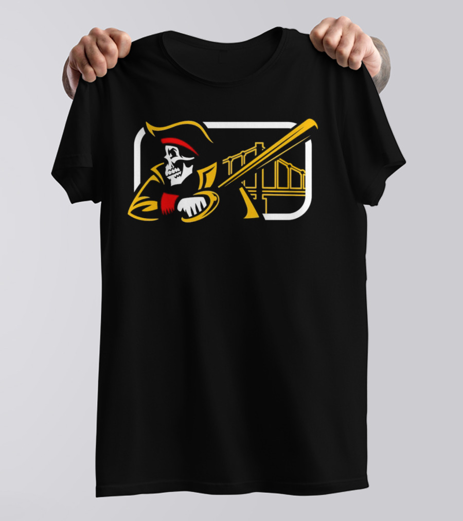 Pirates Of The Allegheny Skeleton With Bridge And Baseball Bat T-Shirt