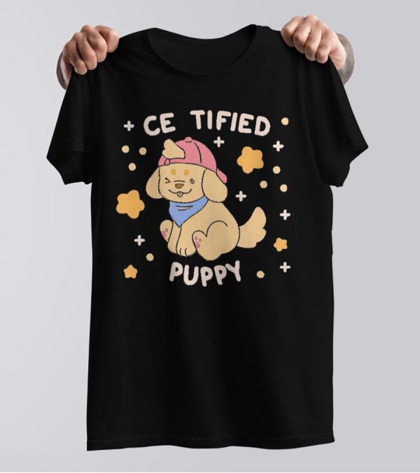 Certified Cute Puppy With Hat And Bandana T-Shirt