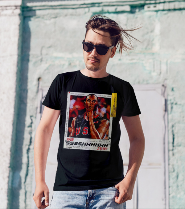 Kobe Bryant USA Basketball SSSSHHHHH Olympics Hand Drawn T-Shirt