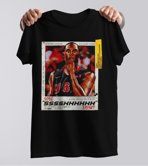 Kobe Bryant USA Basketball SSSSHHHHH Olympics Hand Drawn T-Shirt