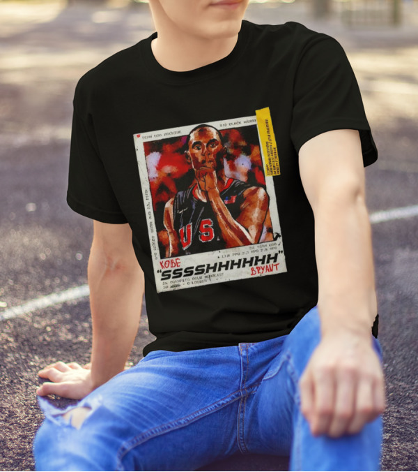 Kobe Bryant USA Basketball SSSSHHHHH Olympics Hand Drawn T-Shirt