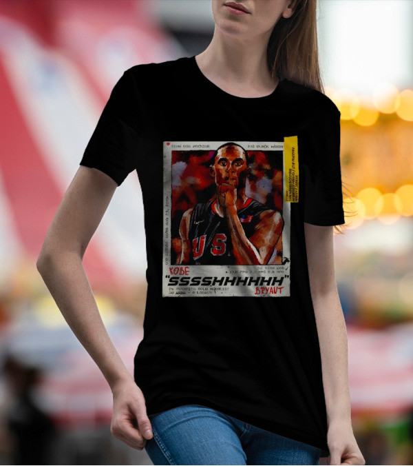 Kobe Bryant USA Basketball SSSSHHHHH Olympics Hand Drawn T-Shirt
