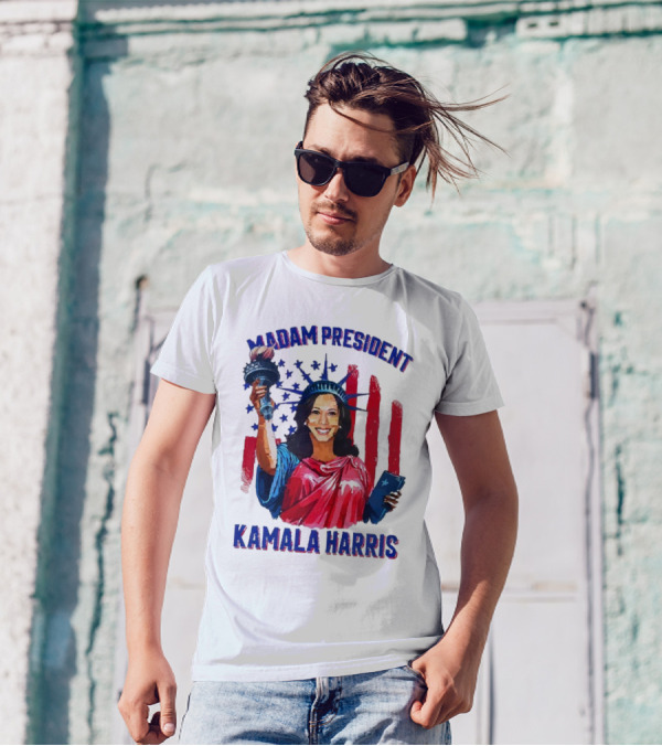 Madam President Kamala Harris Statue Of Liberty American Flag Stars T-Shirt