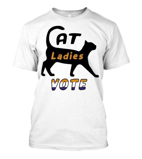 Cat Ladies Vote Black Cat Design With Purple And Orange Text T-Shirt
