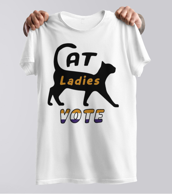 Cat Ladies Vote Black Cat Design With Purple And Orange Text T-Shirt