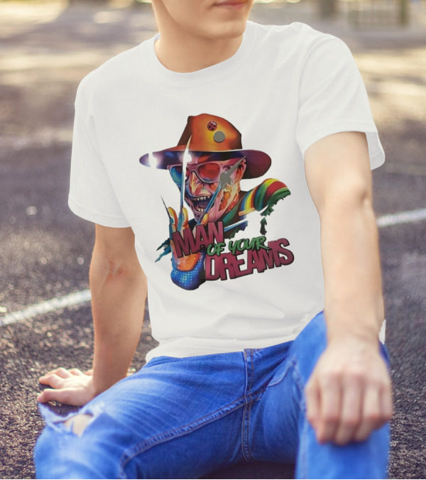 Freddy Krueger Rainbow Hat Sunglasses Claw Man Of Your Dreams T-Shirt