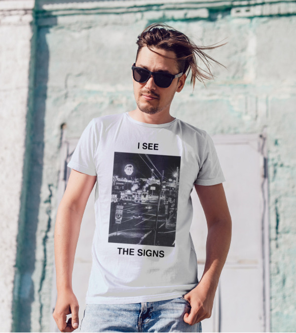 I SEE THE SIGNS Neon Night Cityscape Scene T-Shirt