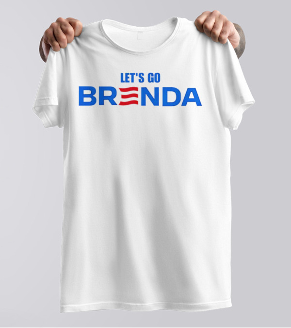 Let's Go Brenda Kamala Harris Parody Text With Red White And Blue Wave T-Shirt