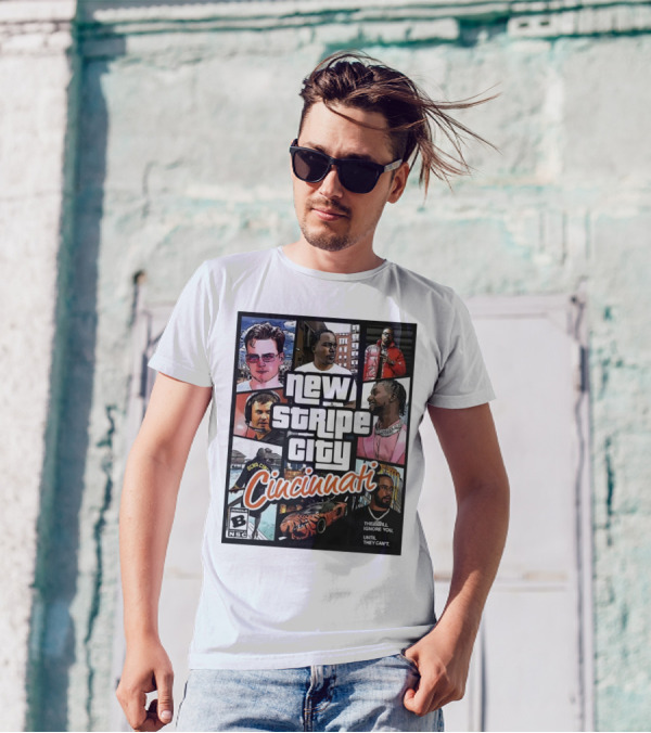 New Stripe City Cincinnati Icons Comic Style NFL T-Shirt