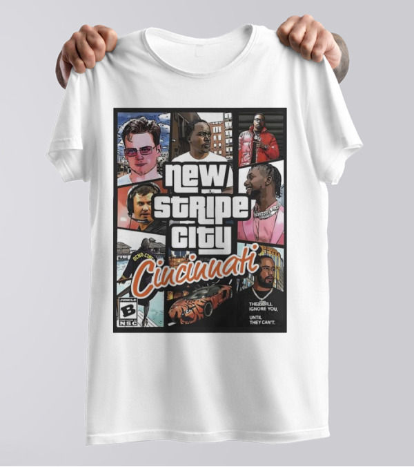 New Stripe City Cincinnati Icons Comic Style NFL T-Shirt