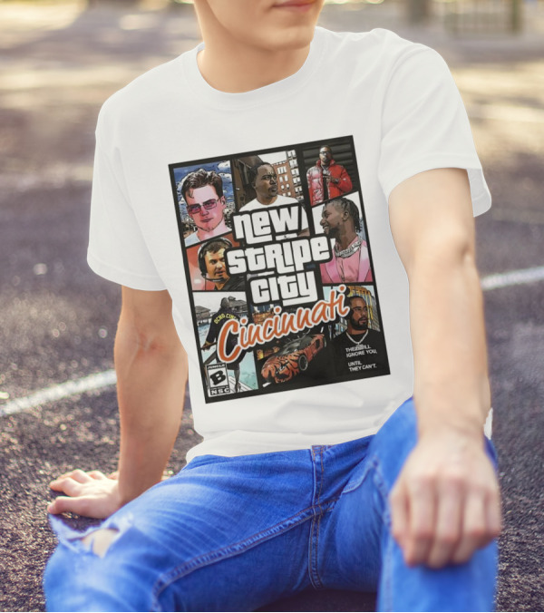 New Stripe City Cincinnati Icons Comic Style NFL T-Shirt