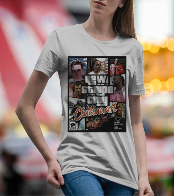 New Stripe City Cincinnati Icons Comic Style NFL T-Shirt
