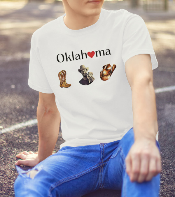 Oklahoma Heart Cowboy Boots Hat T-Shirt