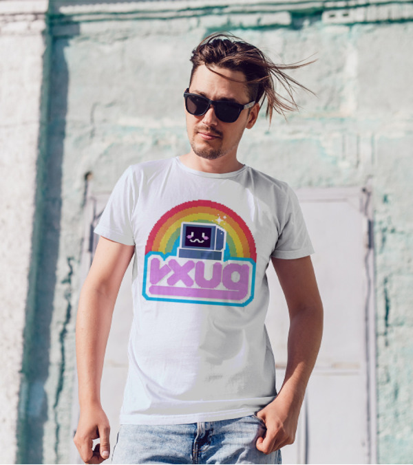Rainbow Vxug Pixel Art Retro Computer T-Shirt