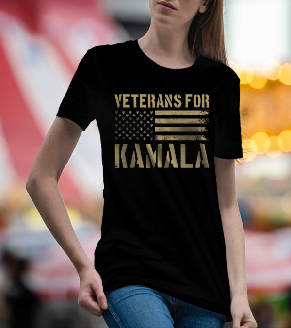 Veterans For Kamala American Flag Support T-Shirt