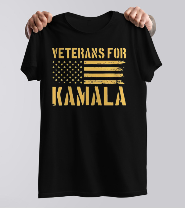 VETERANS FOR KAMALA AMERICAN FLAG T-Shirt