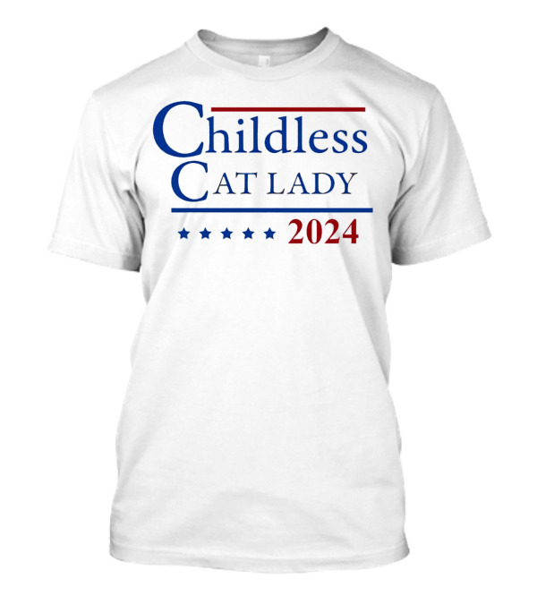 Childless Cat Lady 2024 Stars Red Blue T-Shirt