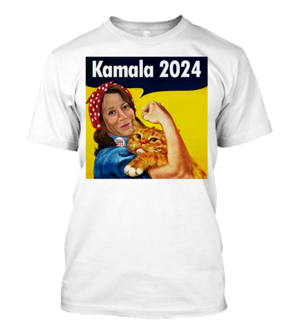 Kamala 2024 Rosie The Riveter Hugging Cat T-Shirt