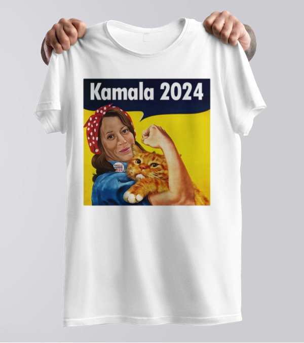 Kamala 2024 Rosie The Riveter Hugging Cat T-Shirt