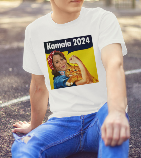 Kamala 2024 Rosie The Riveter Hugging Cat T-Shirt