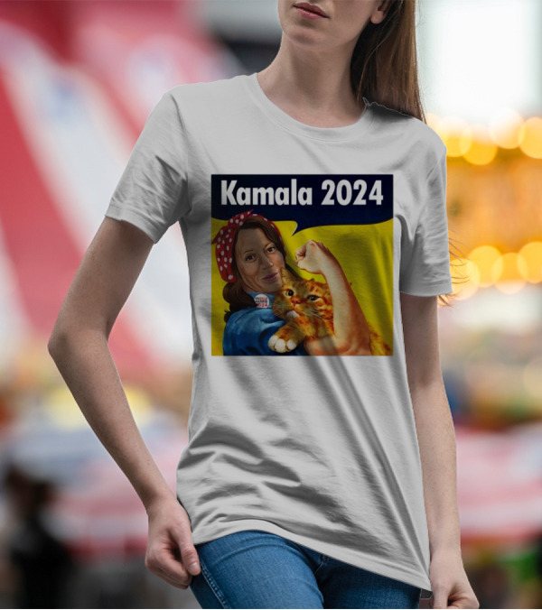 Kamala 2024 Rosie The Riveter Hugging Cat T-Shirt