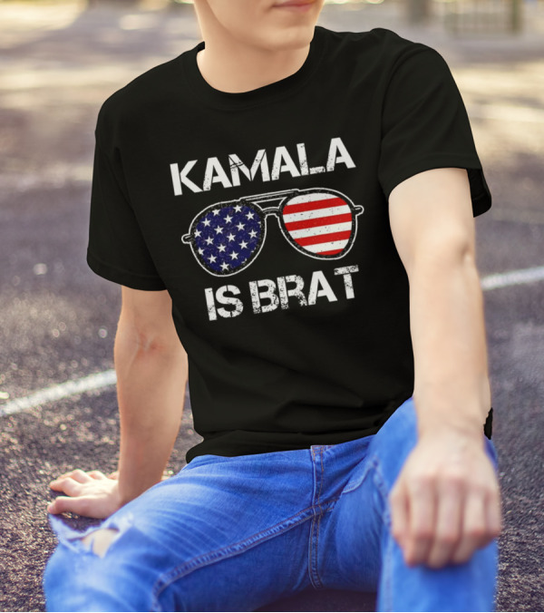 Kamala Is Brat American Flag Glasses T-Shirt