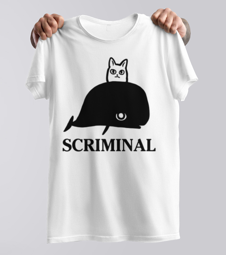 Scriminal Cat On Whale T-Shirt