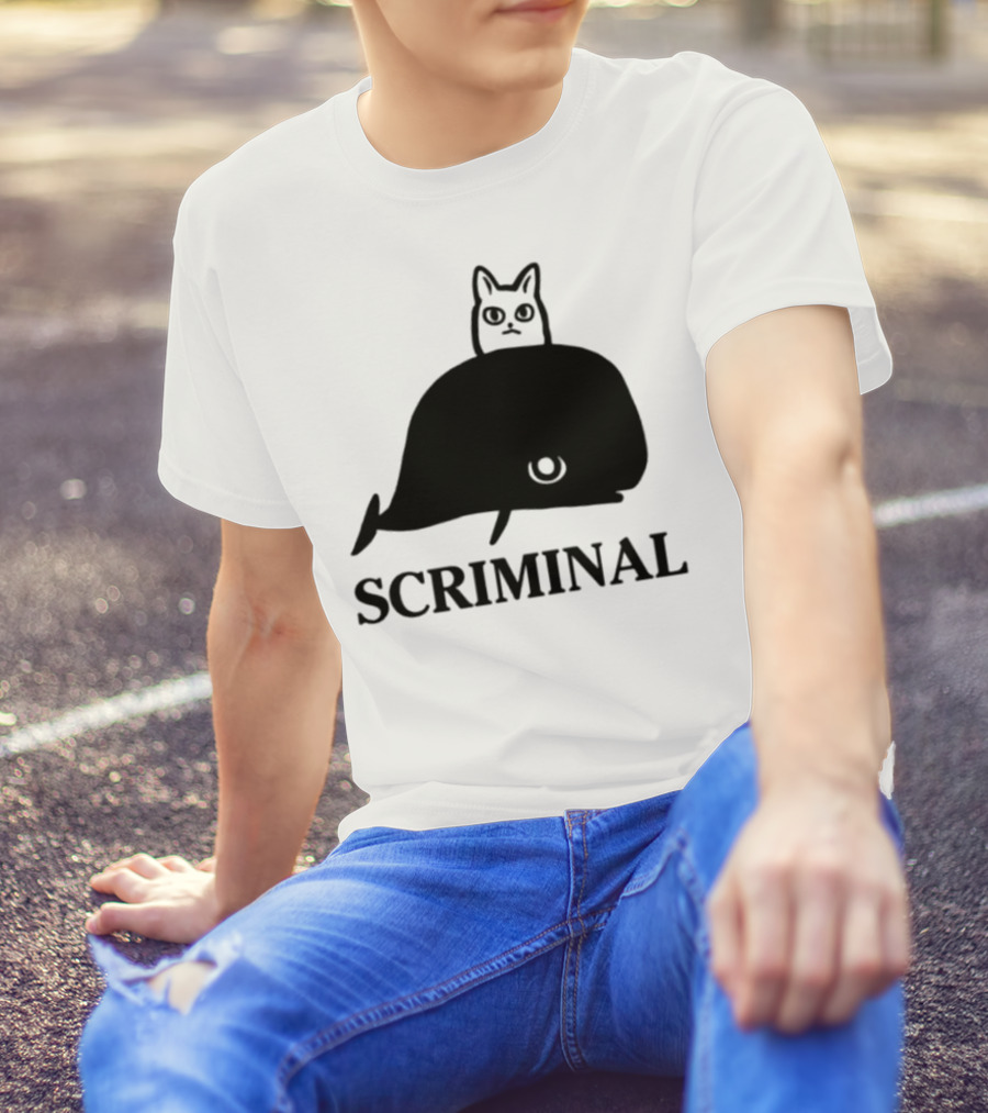 Scriminal Cat On Whale T-Shirt