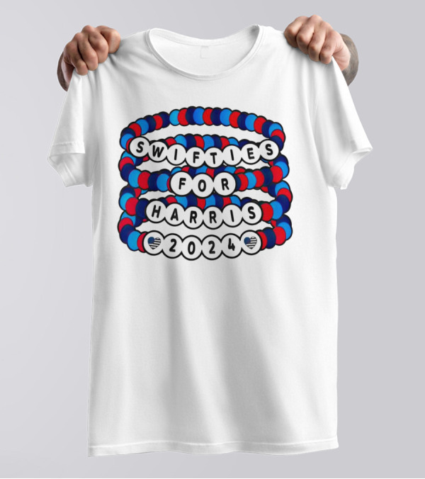 Swifties For Harris 2024 Patriotic Beaded Bracelet With Vote Symbols T-Shirt