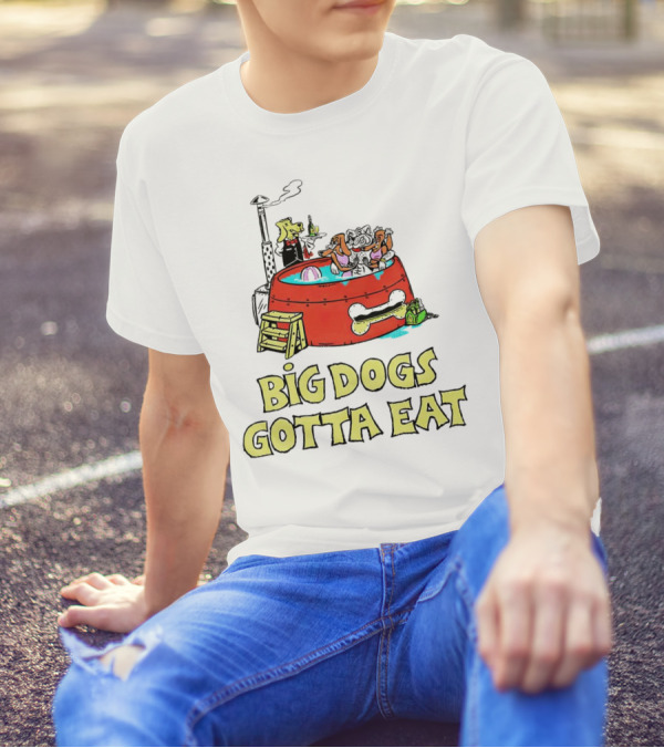 Big Dogs Gotta Eat Pool Party Fun In Dog Bone Hot Tub T-Shirt