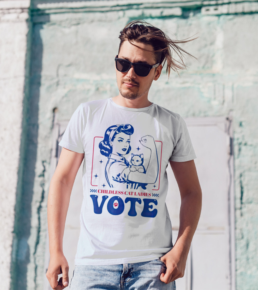 Kamala Harris Women Strong 2024 Childless Cat Ladies Vote T-Shirt