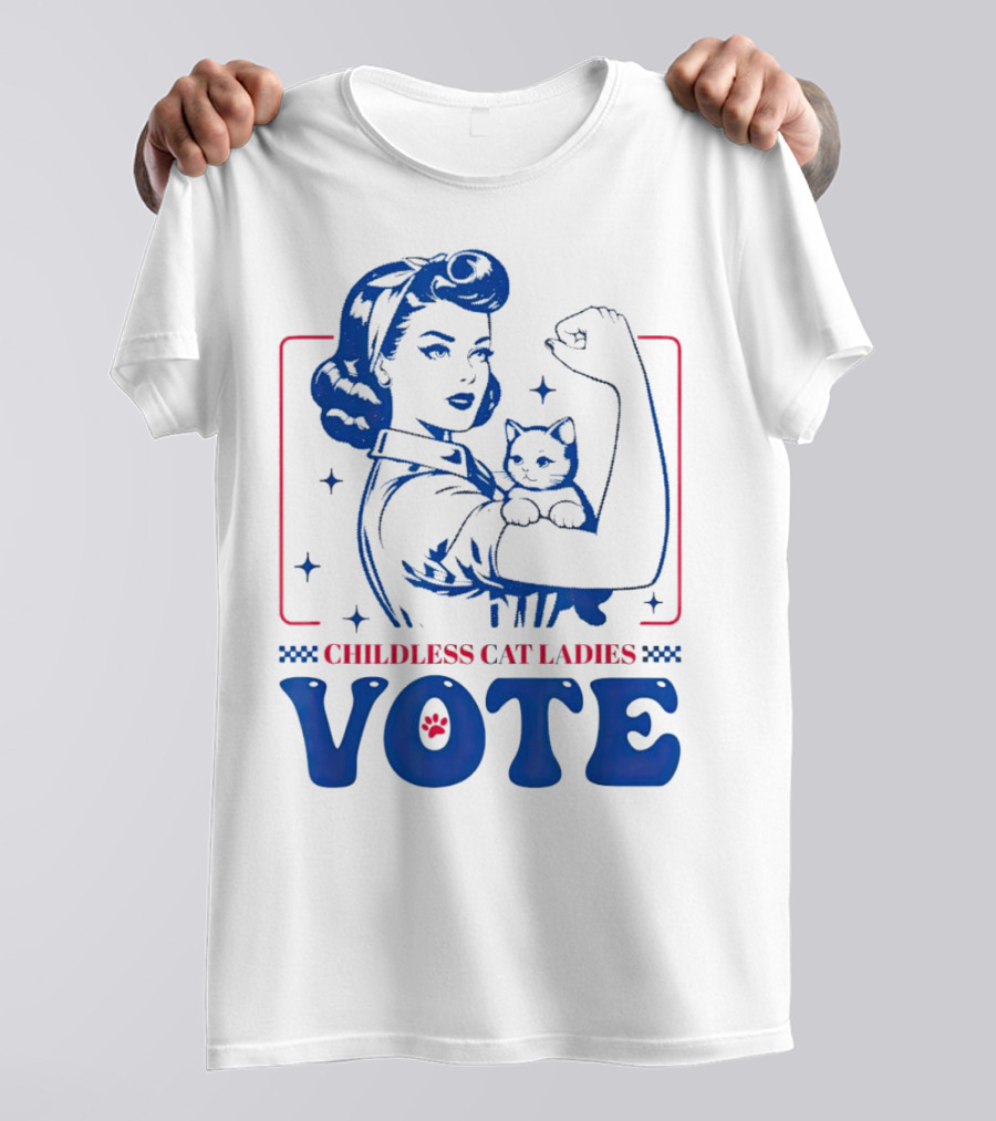 Kamala Harris Women Strong 2024 Childless Cat Ladies Vote T-Shirt